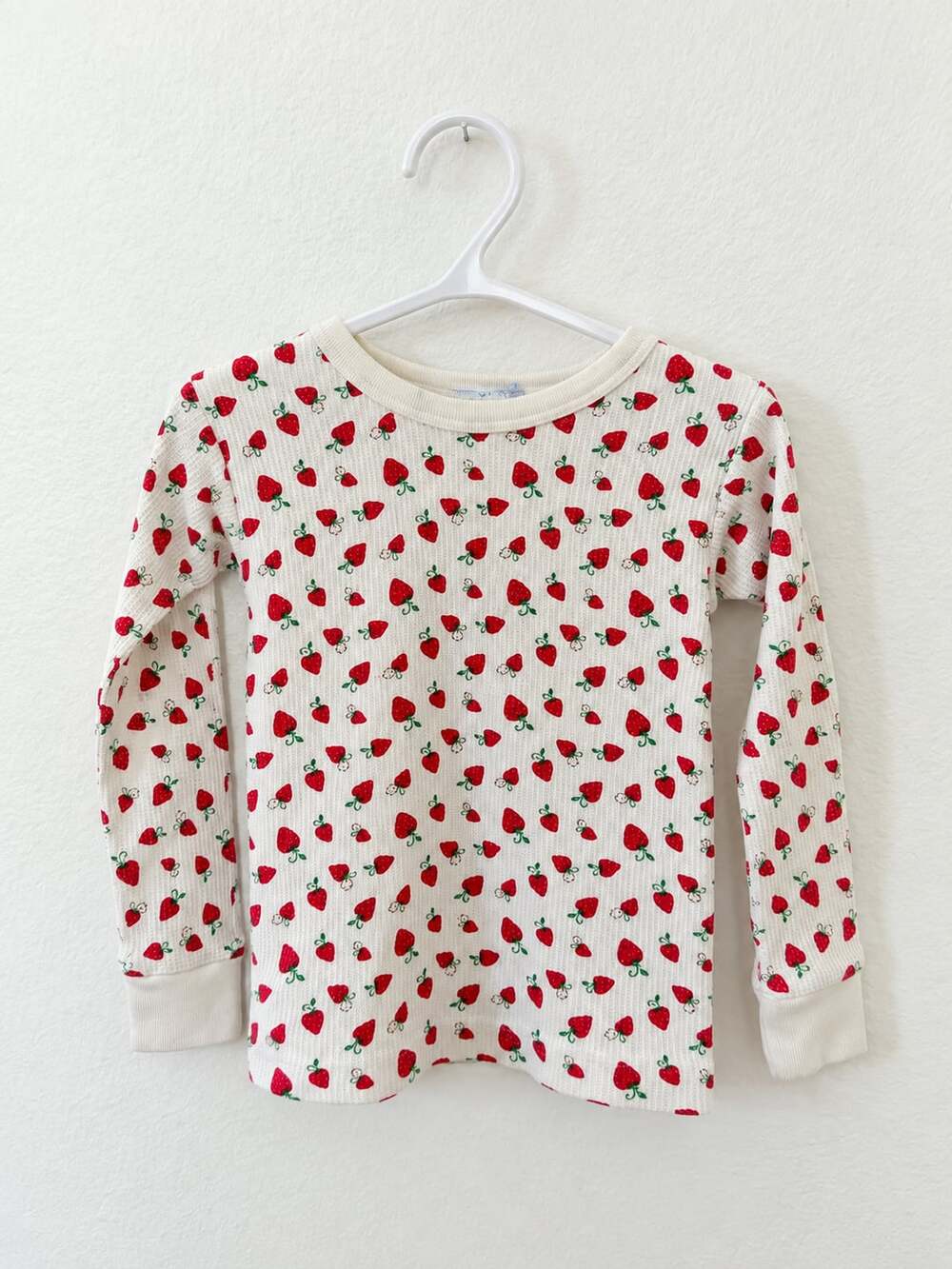 Long Sleeve Waffle Thermal Strawberry Top